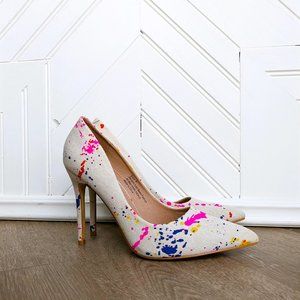 NIB Paint Splatter Retro Pumps SZ 8